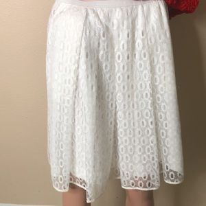 MAEVE White Pleated Lace Skirt with Pockets